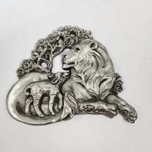 Ann LaRose 1994 Lion & Lamb Rose Flower Floral Garden Cast Metal Pewter Ornament